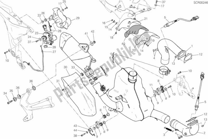 Todas as partes de Sistema De Exaustão do Ducati Multistrada 950 USA 2017